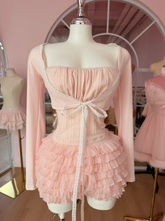 Delicate Pink Chiffon Ruffles Shorts (Rose Pink)