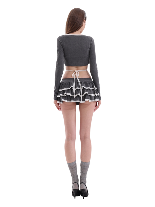 Ballerina Bliss Ruffle Mini Skirt (Grey)