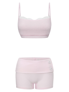 Whimsy Doll Cotton Polka Active Bralette(Pink)