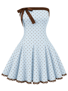 Dolly Polka Dot Dress+ Petticoat (Baby Blue)