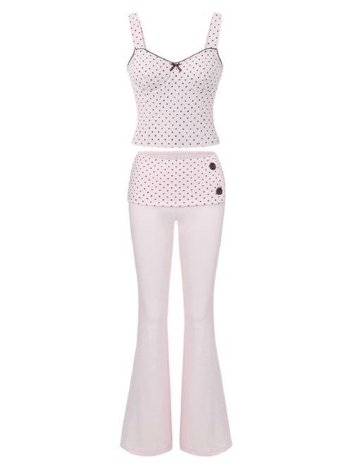 Whimsy Doll Cotton Active Top（Brown Polka）