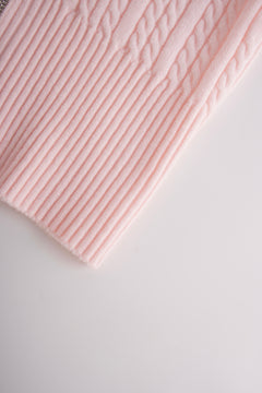 Fur Trim Strawberry Milk Cable Knit  Cardigan (Pink)