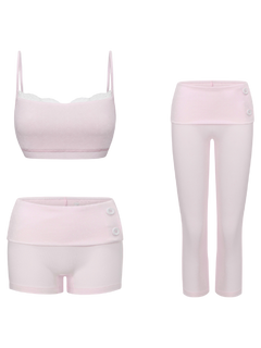 Whimsy Doll Cotton Polka Active Bralette(Pink)