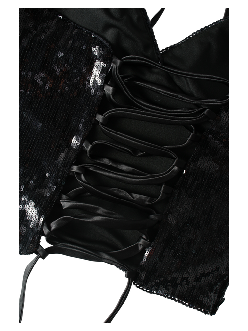 Onyx Fairydust Sequin Halter Top (Black)