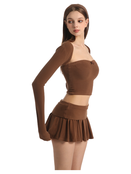 Brown Pilate Princess Long Sleeve Bolero Strug Cardigan