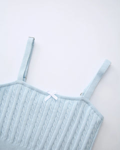 Colette Cable Knit Cami Top (Ice Blue)