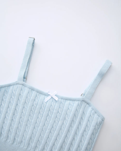 Colette Cable Knit Cami Top (Ice Blue)