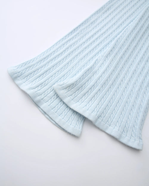 Colette Cable Knit Fold‑Over Pants  (Ice Blue)