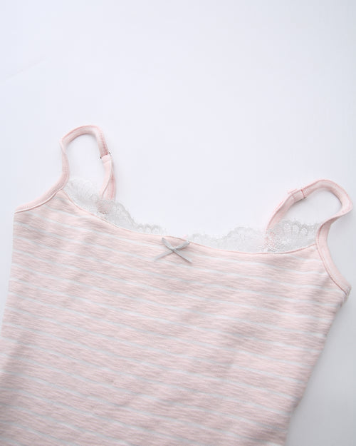 Muse Cotton Reversible Lace Cami  (Pink Grey Stripe)