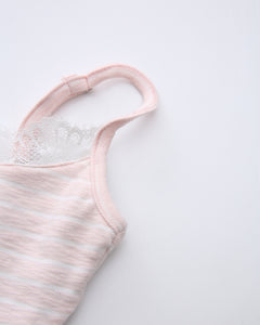 Muse Cotton Reversible Lace Cami  (Pink Grey Stripe)