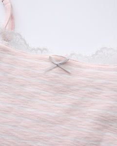 Muse Cotton Reversible Lace Cami  (Pink Grey Stripe)