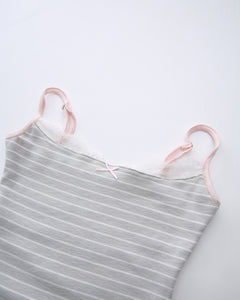 Muse Cotton Reversible Lace Cami  (Pink Grey Stripe)