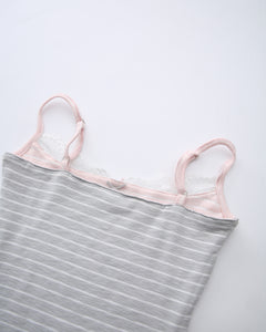 Muse Cotton Reversible Lace Cami  (Pink Grey Stripe)