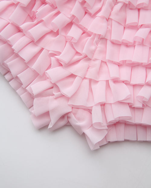 Delicate Pink Chiffon Ruffles Shorts