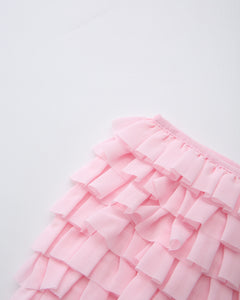 Delicate Pink Chiffon Ruffles Shorts