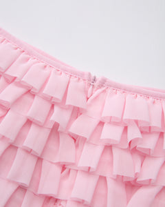 Delicate Pink Chiffon Ruffles Shorts