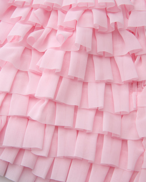 Delicate Pink Chiffon Ruffles Shorts