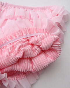 Delicate Pink Chiffon Ruffles Shorts