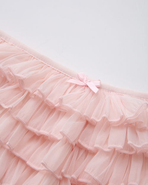 Delicate Pink Chiffon Ruffles Shorts (Rose Pink)