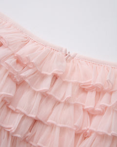 Delicate Pink Chiffon Ruffles Shorts (Rose Pink)