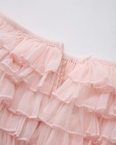 Delicate Pink Chiffon Ruffles Shorts (Rose Pink)