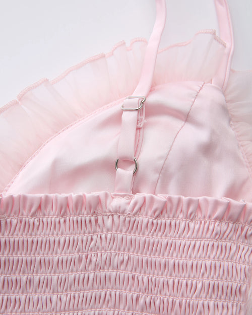 Rosé Princess Fur Chiffon Babydoll Dress - Angel Ruche