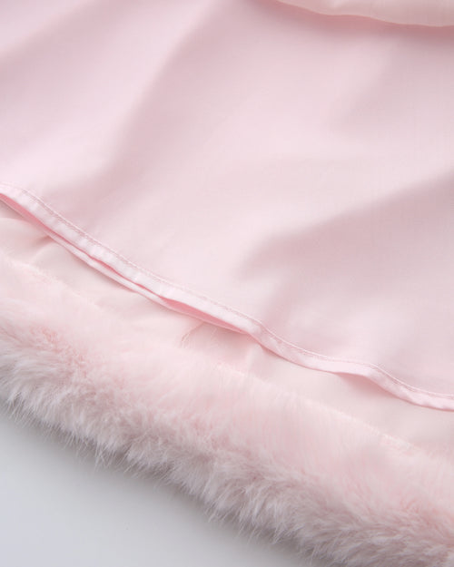 Rosé Princess Fur Chiffon Babydoll Dress - Angel Ruche