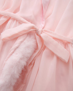 Rosé Princess Fur Chiffon Robe - Angel Ruche