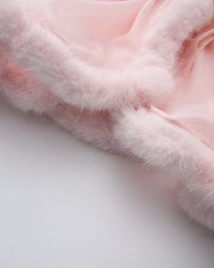 Rosé Princess Fur Chiffon Robe - Angel Ruche