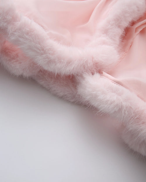 Rosé Princess Fur Chiffon Robe - Angel Ruche