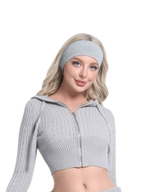 Cozy Cloud Cable Knit Zip up Cardigan (Grey)