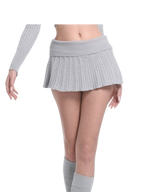 Cozy Cloud Cable Knit Fold Over Mid-Rise Skirt (Grey)