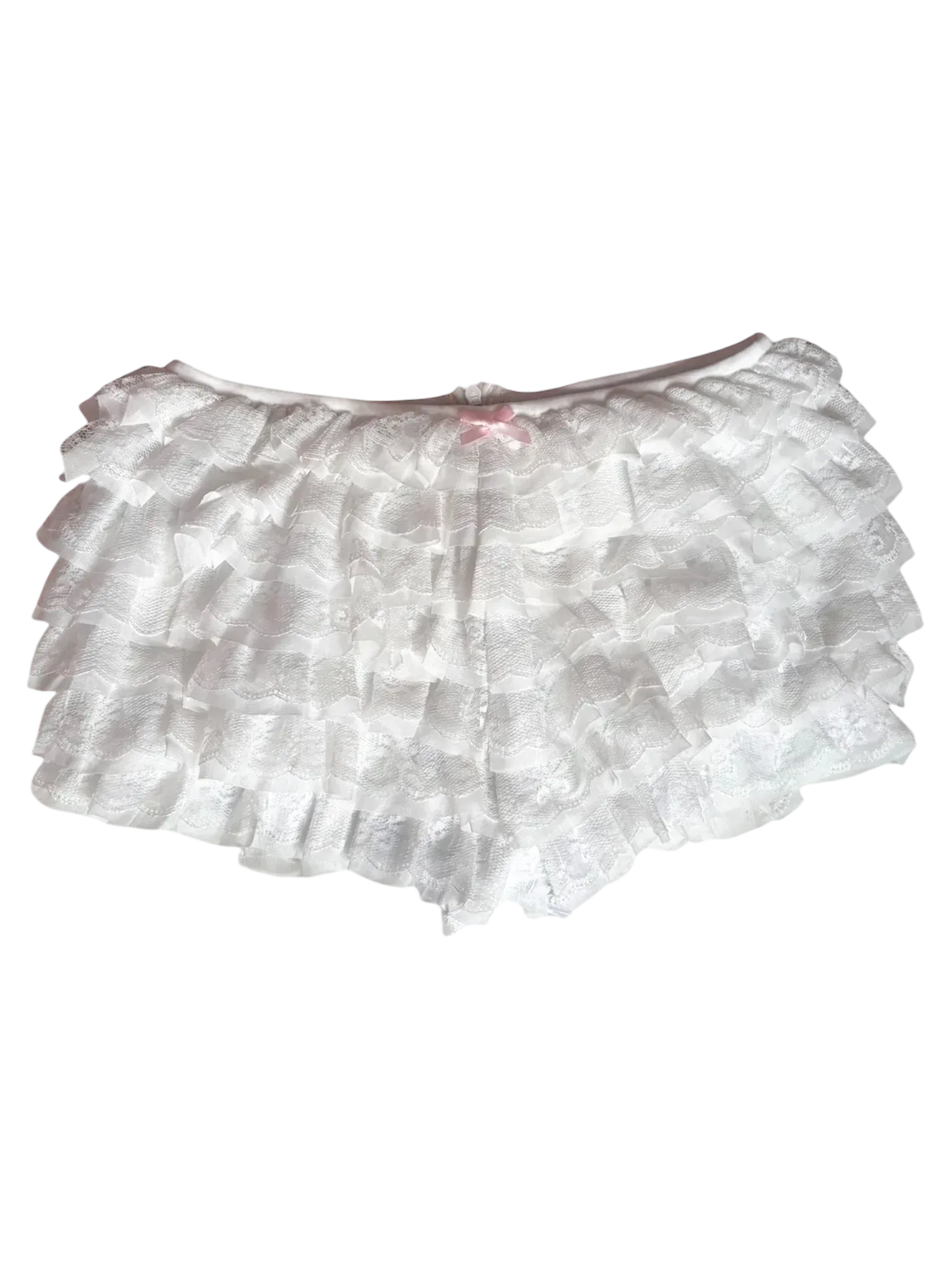 Delicate Chiffon Ruffle Shorts - White Lace – Angel Ruche