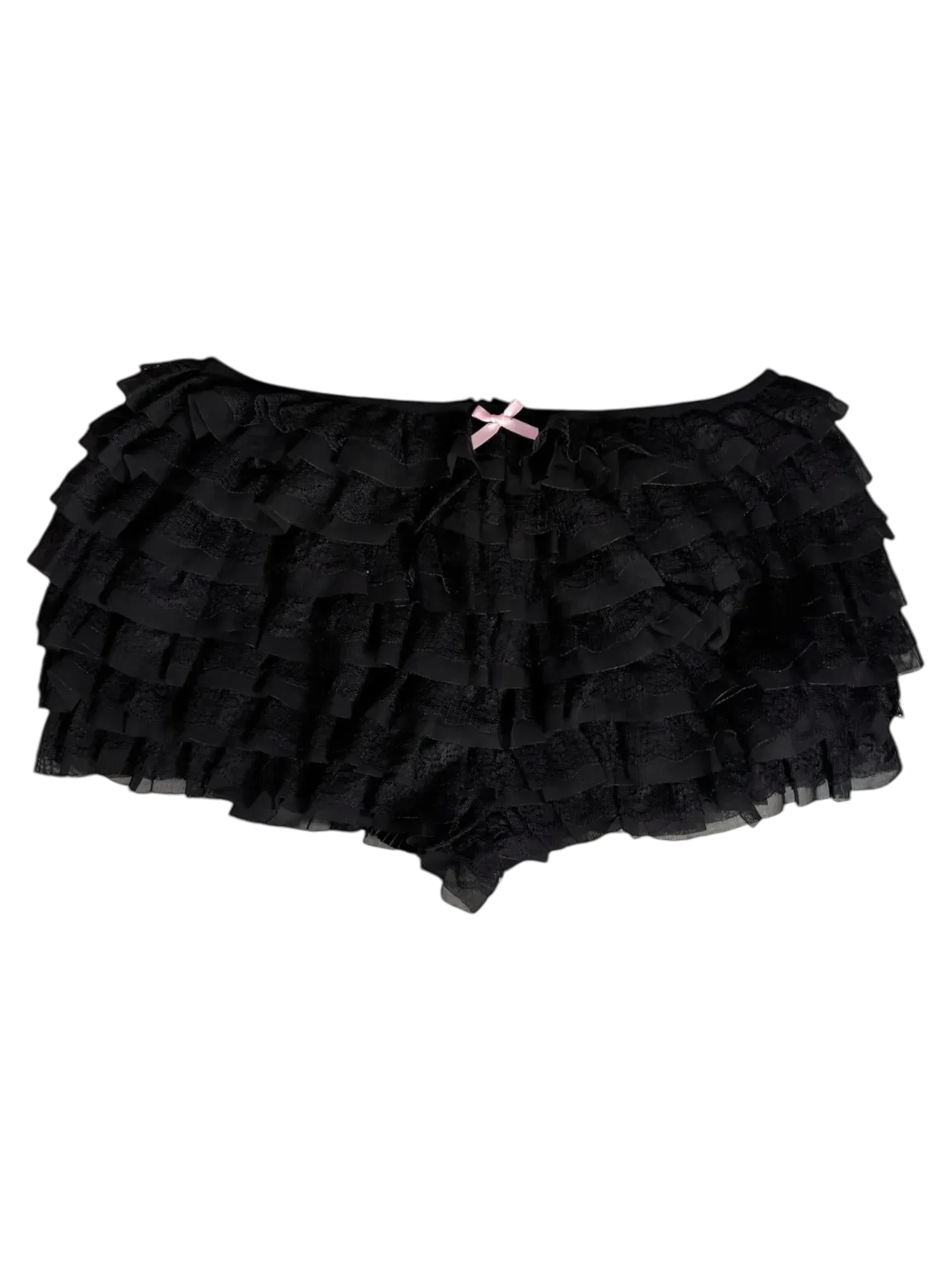 Delicate Chiffon Ruffle Shorts - Black Lace – Angel Ruche