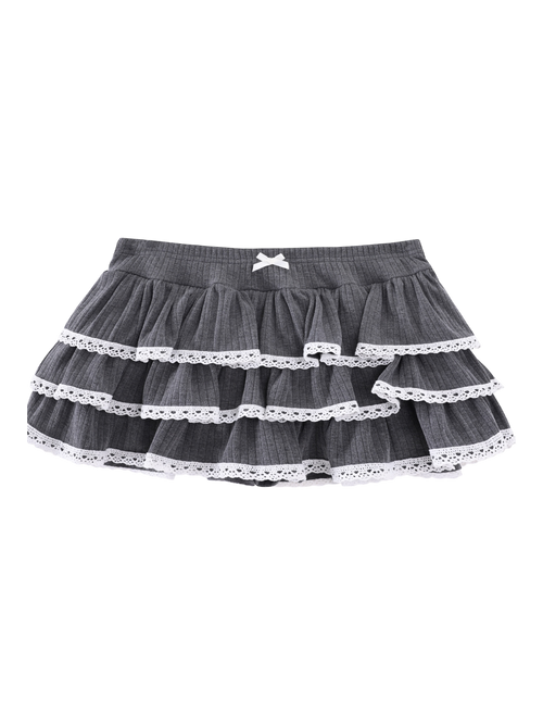 Ballerina Bliss Ruffle Mini Skirt Grey