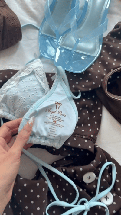 Coquette Cotton Eyelet Bikini Bottom (Baby Blue)