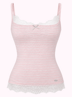 Muse Cotton Reversible Lace Cami  (Pink Grey Stripe)
