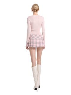 Girly Plaid Pleated Mini Skirt (Pink)