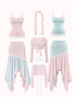 Dewdrop Reversible Lace Set (Pink Teal)