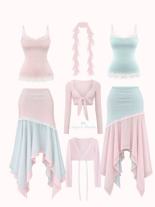 Dewdrop Reversible Lace Set (Pink Teal)