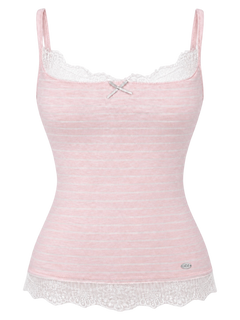 Muse Cotton Reversible Lace Cami  (Pink Grey Stripe)