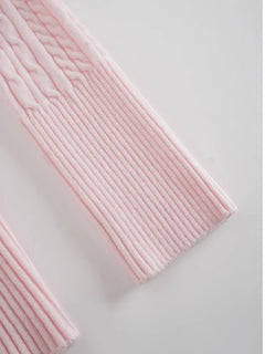 Strawberry Milk Cable Knit Zip up Cardigan (Pink) - Angel Ruche