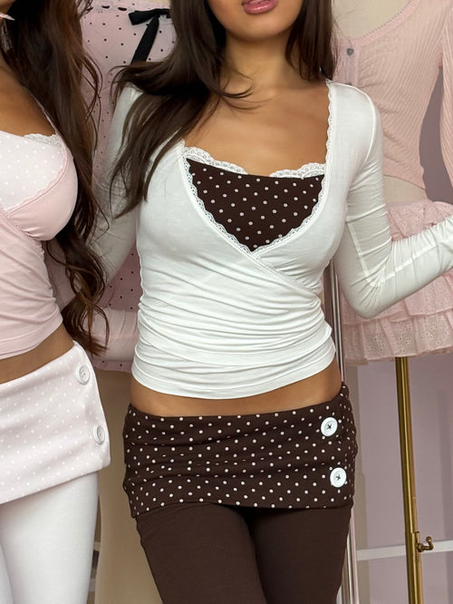 Whimsy Doll Pilates Wrap Cardigan（White）