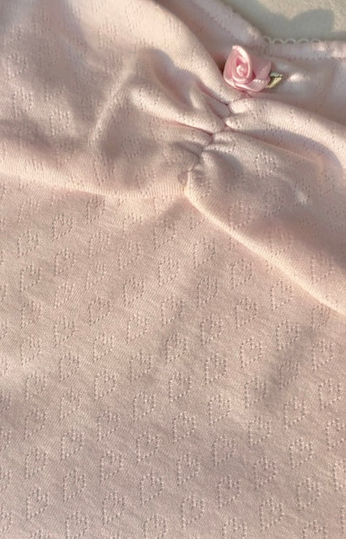 Rose Buds Cotton Crop Tank Top (Baby Pink)