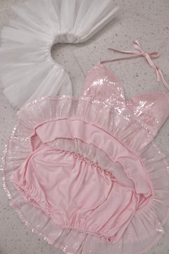 Rosette Fairy Dust Sequin Mini Skirt + Petticoat