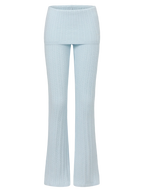 Colette Cable Knit Fold‑Over Pants  (Ice Blue)