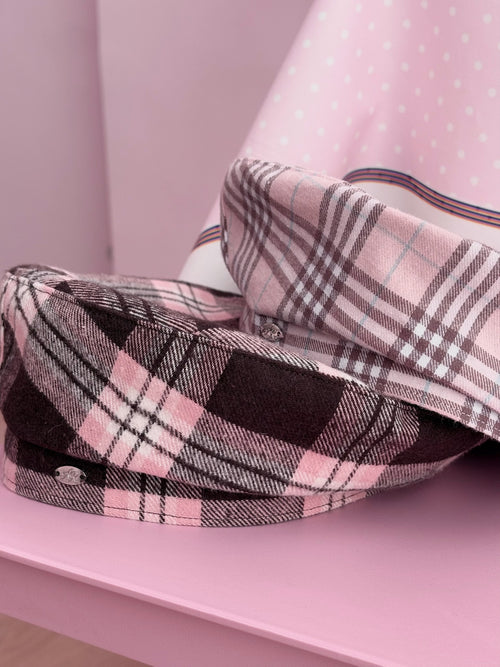 Blair Preppy Plaid Beret (Brown)