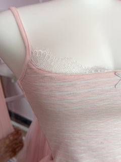 Muse Cotton Reversible Lace Cami  (Pink Grey Stripe)
