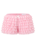 Delicate Pink Chiffon Ruffles Shorts