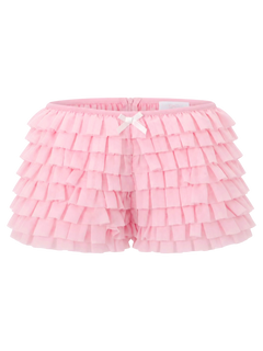 Delicate Pink Chiffon Ruffles Shorts